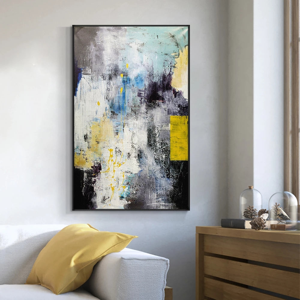 Abstract Oil Painting Evoking Freedom and Serenity in Vibrant Colors