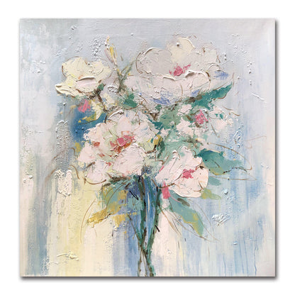 Elegant Floral Oil Painting with Soft Pastel Colors for Modern Home Decor