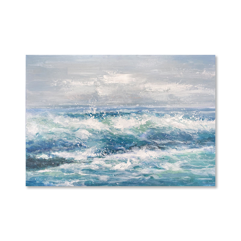 Serene Ocean Waves: Captivating Oil Painting for Tranquil Home Decor