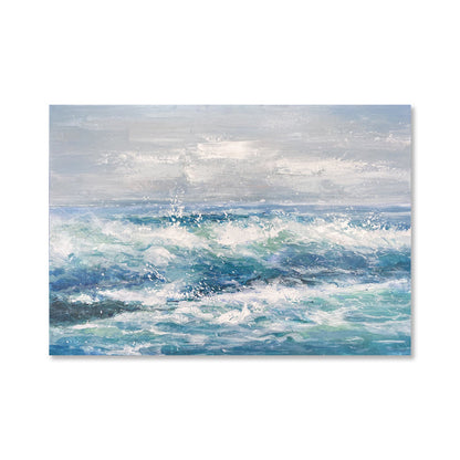 Serene Ocean Waves: Captivating Oil Painting for Tranquil Home Decor
