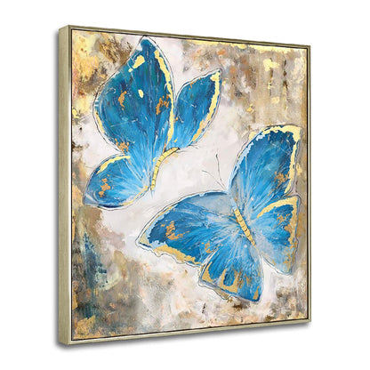 Serene Blue Butterflies: Elegant Oil Painting for Modern Home Decor