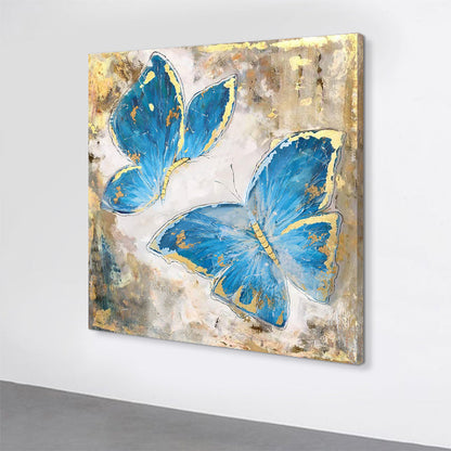 Serene Blue Butterflies: Elegant Oil Painting for Modern Home Decor