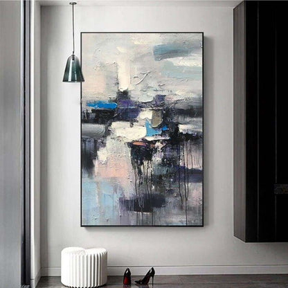 Abstract Oil Painting of Modern Reflection and Serenity