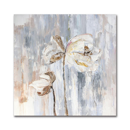 Elegant White Flowers Oil Painting on Canvas for Home Decor