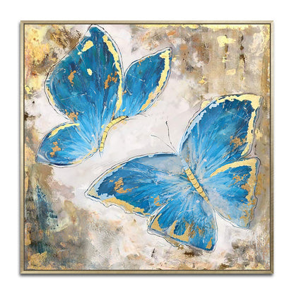 Serene Blue Butterflies: Elegant Oil Painting for Modern Home Decor