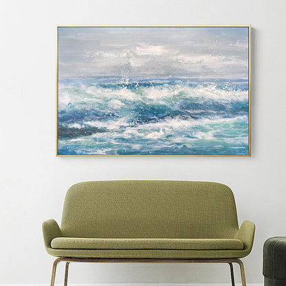 Serene Ocean Waves: Captivating Oil Painting for Tranquil Home Decor