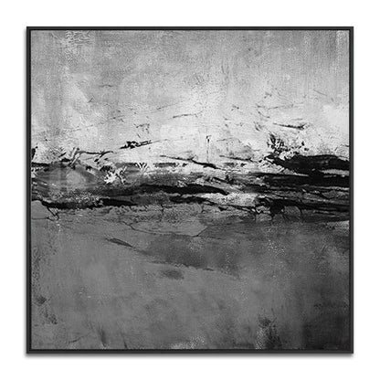 Monochrome Serenity: Abstract Landscape Oil Painting for Modern Decor