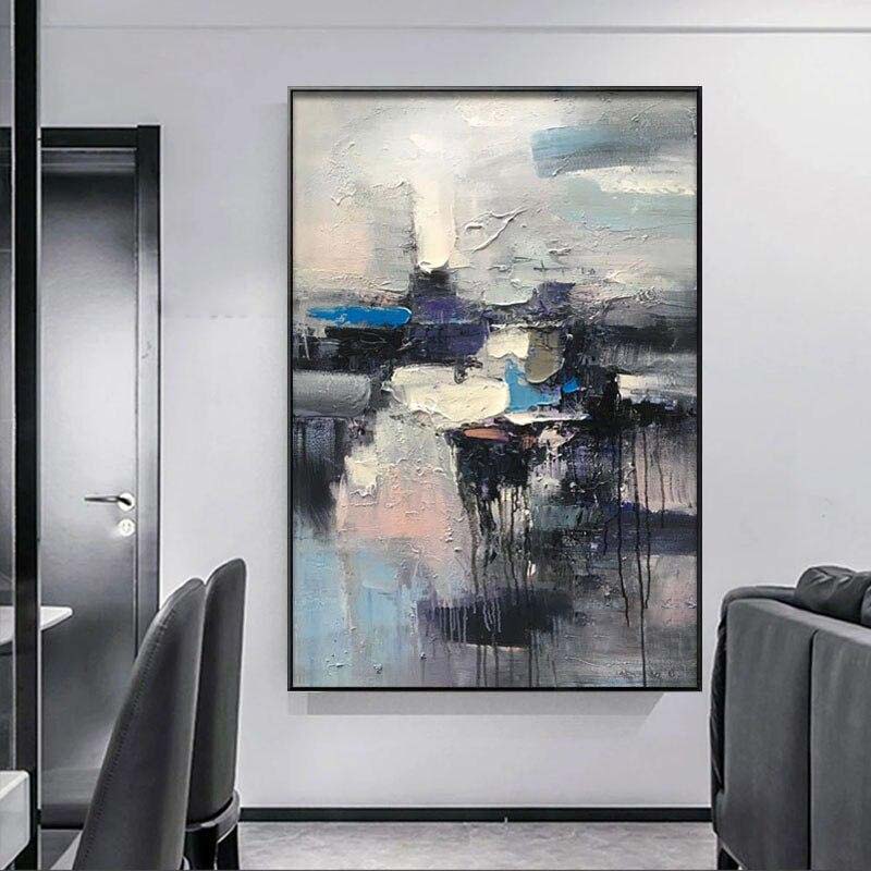 Abstract Oil Painting of Modern Reflection and Serenity