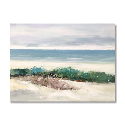 Serene Beachscape: Tranquil Waves and White Sands Oil Painting