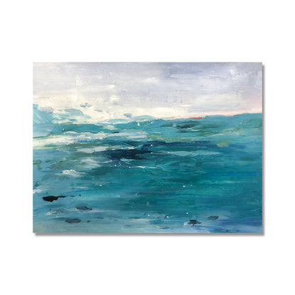Serene Ocean Waves in Vibrant Turquoise Oil Painting for Coastal Home Decor