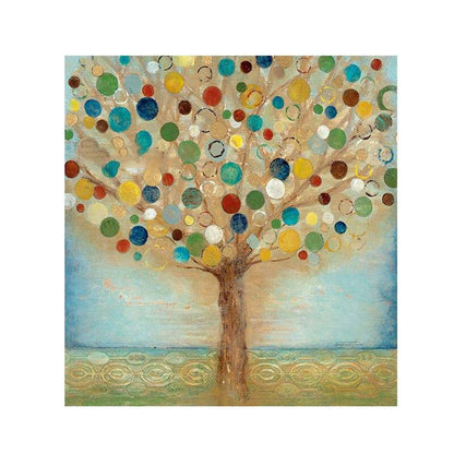 Colorful Abstract Tree Oil Painting for Modern Home Decor