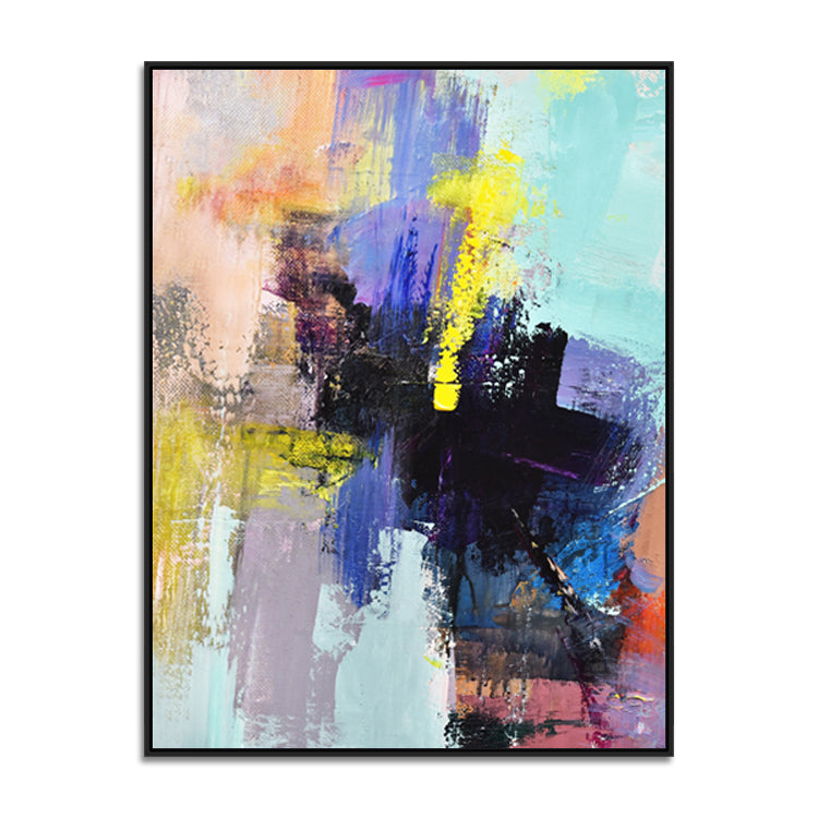 Vibrant Abstract Oil Painting with Bold Colors and Dynamic Texture for Modern Decor