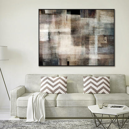 Abstract Oil Painting in Soft Earth Tones for Modern Home Decor