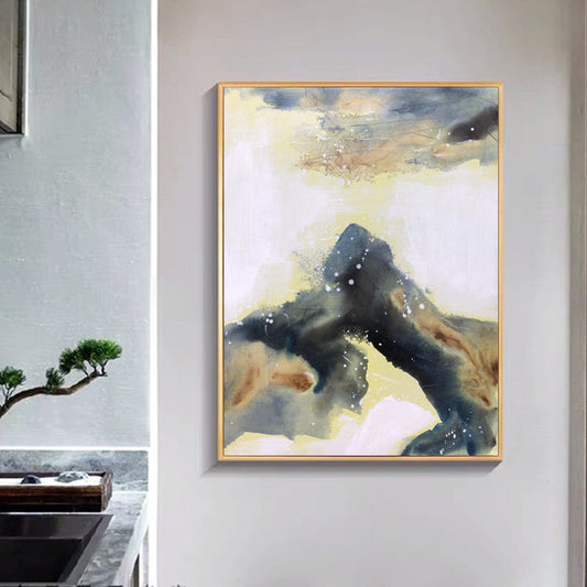 Abstract Mountain Landscape Oil Painting - Serenity and Strength in Art