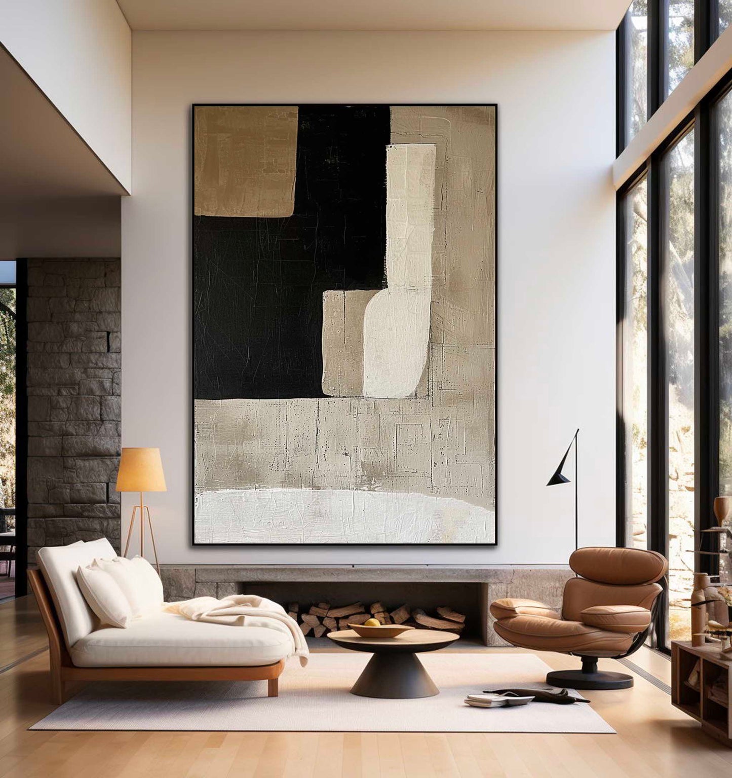 Contemporary Minimalist Abstract Oil Painting in Neutral Tones