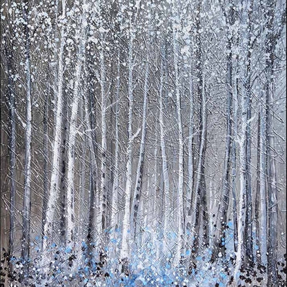 Snowy Forest Landscape Oil Painting for Elegant Home Decor