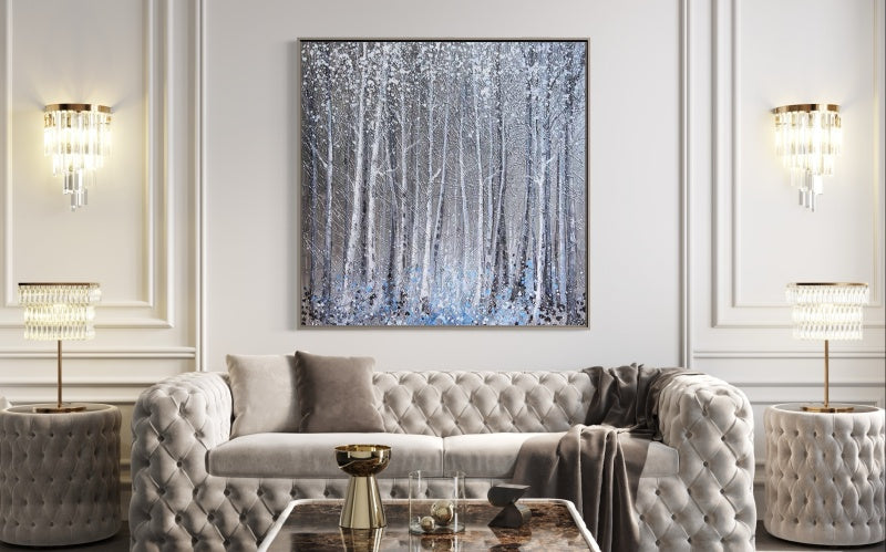 Snowy Forest Landscape Oil Painting for Elegant Home Decor