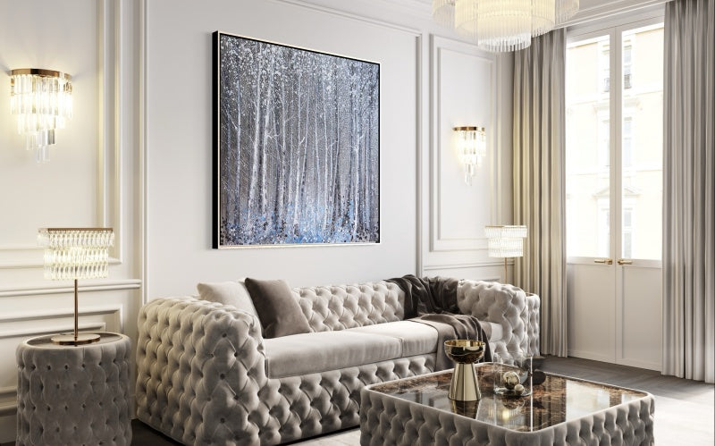 Snowy Forest Landscape Oil Painting for Elegant Home Decor