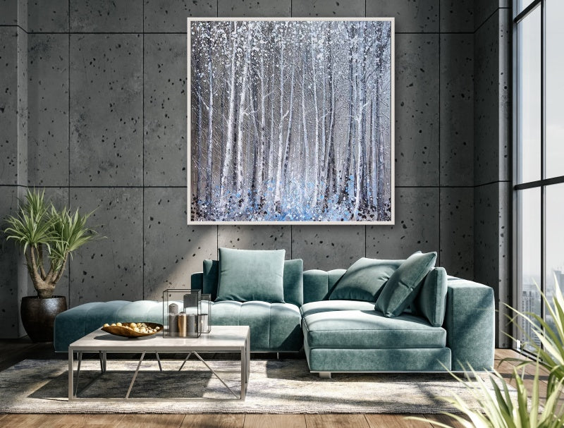 Snowy Forest Landscape Oil Painting for Elegant Home Decor