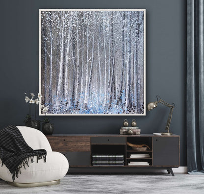 Snowy Forest Landscape Oil Painting for Elegant Home Decor