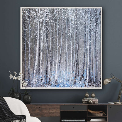 Snowy Forest Landscape Oil Painting for Elegant Home Decor