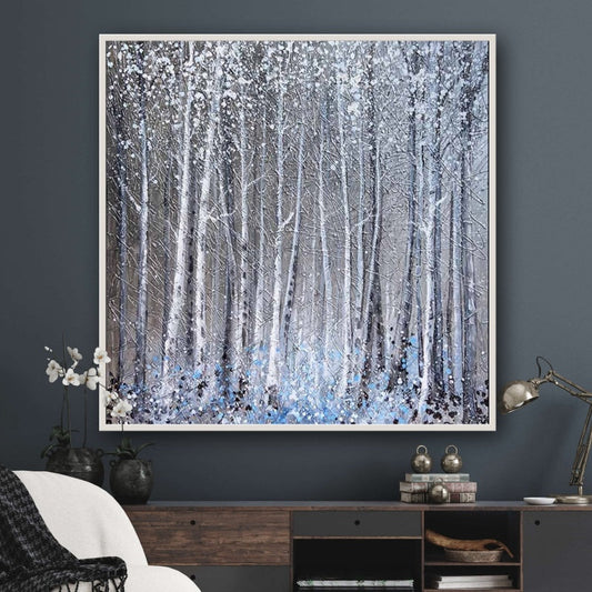 Snowy Forest Landscape Oil Painting for Elegant Home Decor