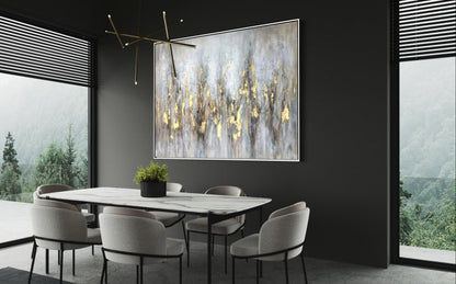 Abstract Shamanic Landscape with Gold Accents - Stunning Oil Painting