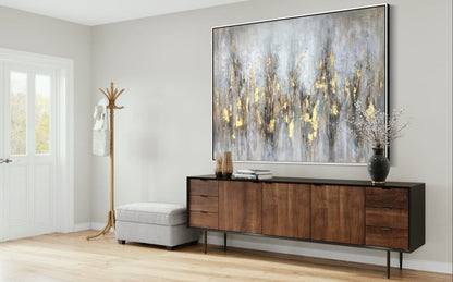 Abstract Shamanic Landscape with Gold Accents - Stunning Oil Painting
