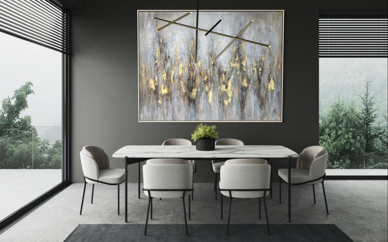 Abstract Shamanic Landscape with Gold Accents - Stunning Oil Painting