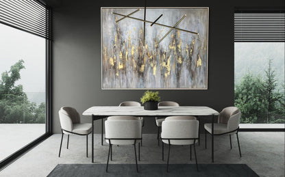 Abstract Shamanic Landscape with Gold Accents - Stunning Oil Painting