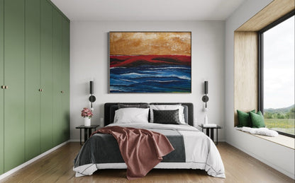 Dynamic Ocean Waves in Bold Colorful Storm Landscape Oil Painting
