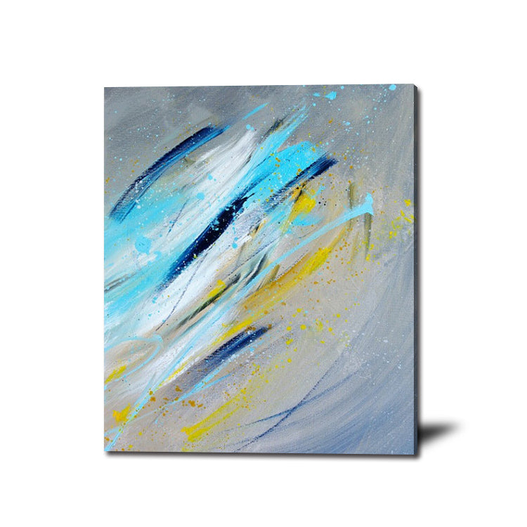 Vibrant Blue and Yellow Abstract Oil Painting for Modern Home Decor