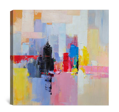 Vibrant Cityscape Oil Painting for Modern Home Decor