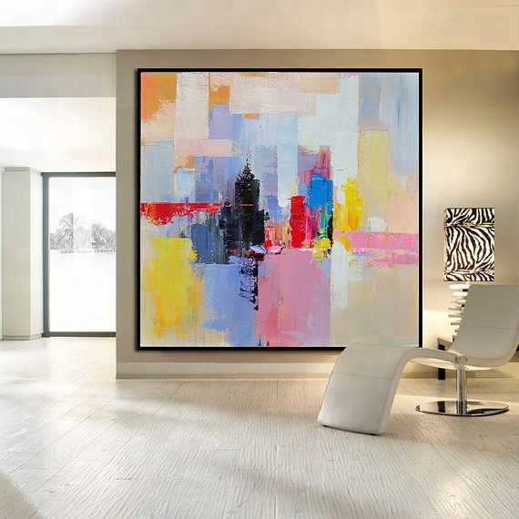 Vibrant Cityscape Oil Painting for Modern Home Decor