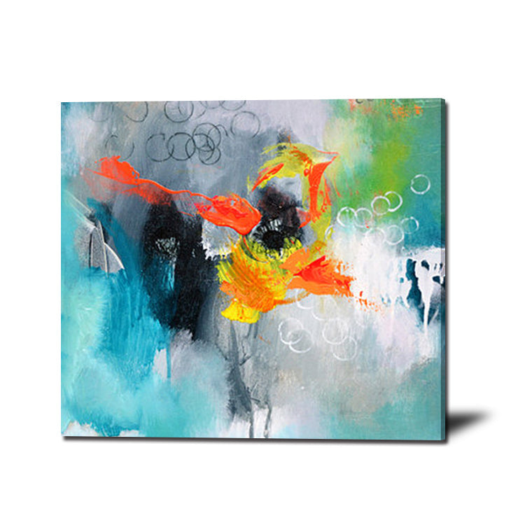 Vibrant Abstract Oil Painting with Colorful Emotion and Expressive Brushstrokes