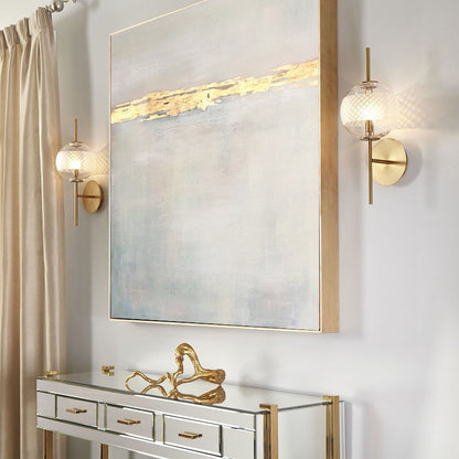 Serene Gold Horizon: Elegant Sunset-Inspired Oil Painting for Modern Decor