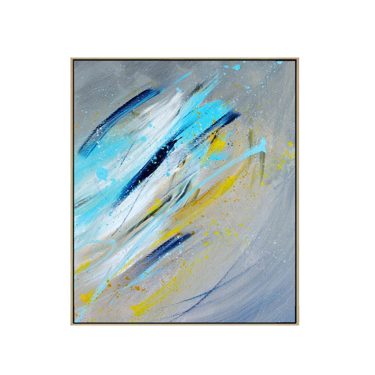 Vibrant Blue and Yellow Abstract Oil Painting for Modern Home Decor