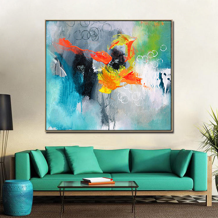 Vibrant Abstract Oil Painting with Colorful Emotion and Expressive Brushstrokes