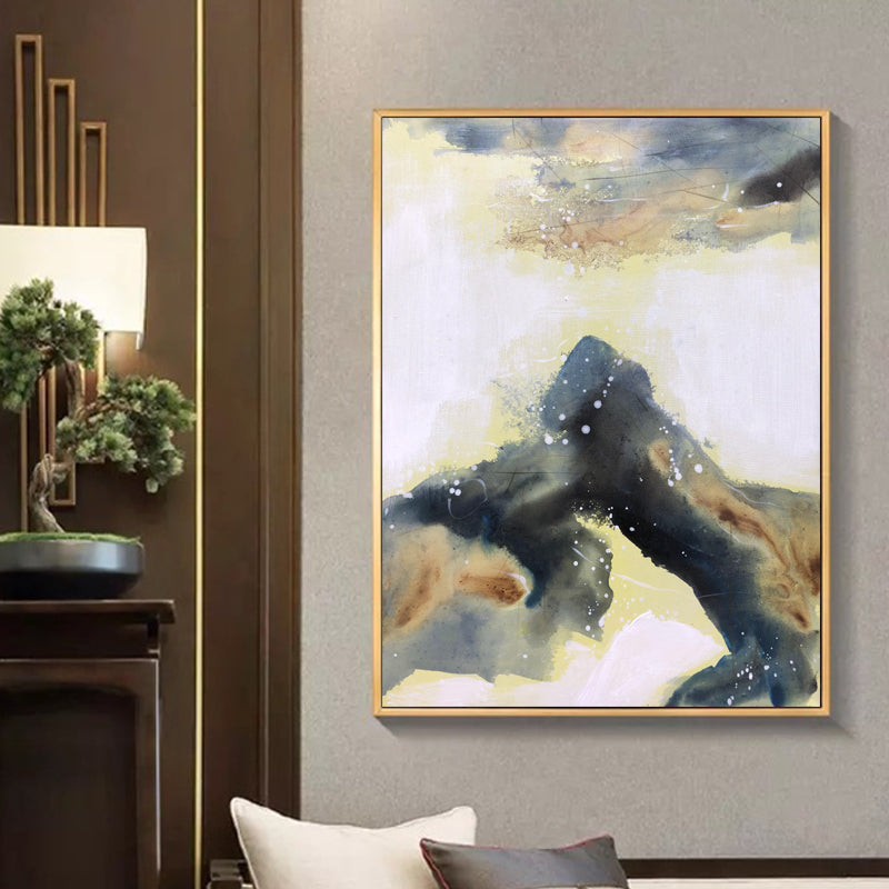 Abstract Mountain Landscape Oil Painting - Serenity and Strength in Art