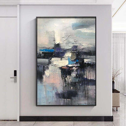 Abstract Oil Painting of Modern Reflection and Serenity