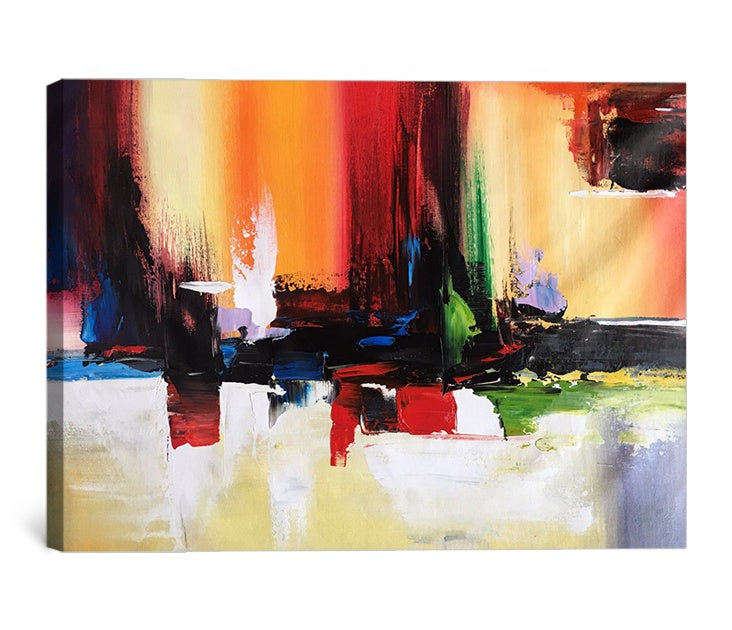 Vibrant Abstract Cityscape Oil Painting for Modern Home Decor