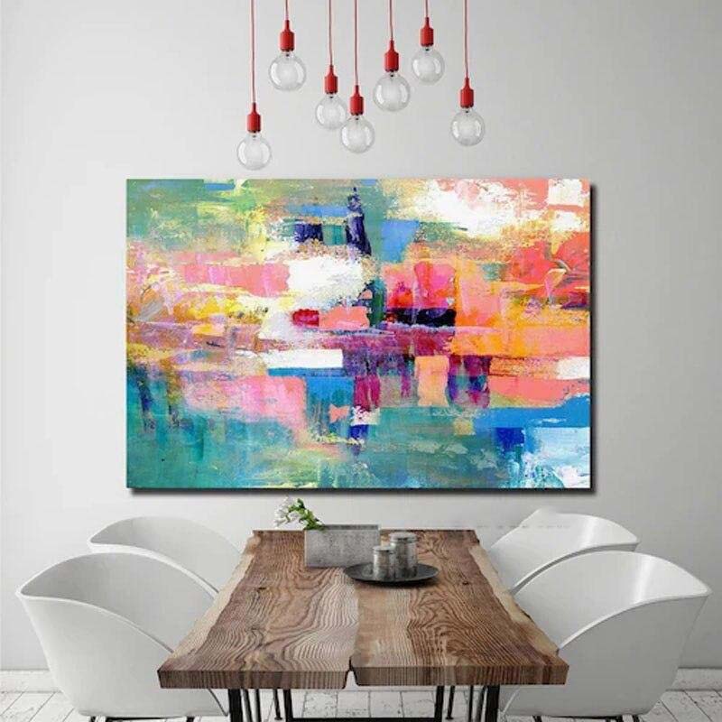 Vibrant Abstract Oil Painting - Colorful Stream of Emotions for Modern Decor