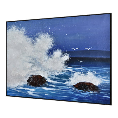 Tranquil Ocean Waves with Serenity and Soothing Blue Tones Oil Painting