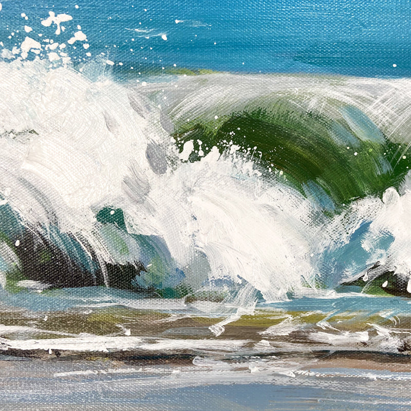 Tranquil Waves: Serene Ocean View Oil Painting for Coastal Home Decor