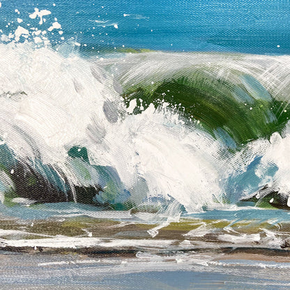 Tranquil Waves: Serene Ocean View Oil Painting for Coastal Home Decor