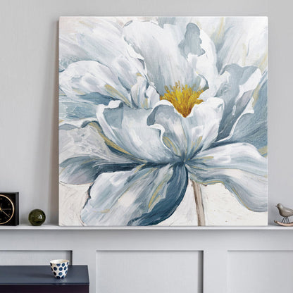 Elegant Hand Painted Blue and White Floral Canvas Art for Modern Decor