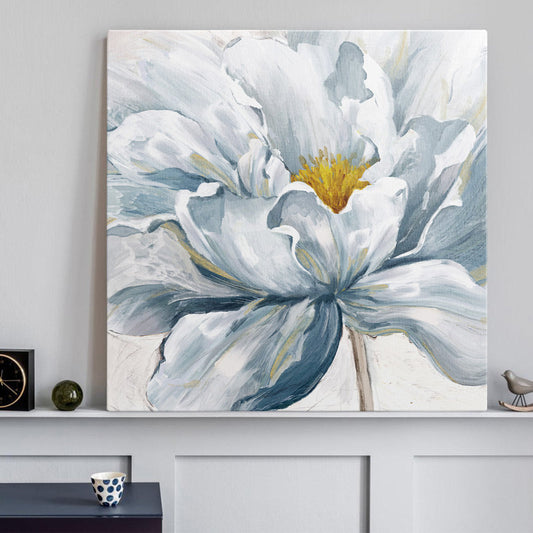 Elegant Hand Painted Blue and White Floral Canvas Art for Modern Decor