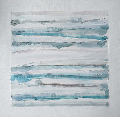 Tranquil Ocean Fusions: Modern Blue and White Abstract Oil Painting for Home Decor