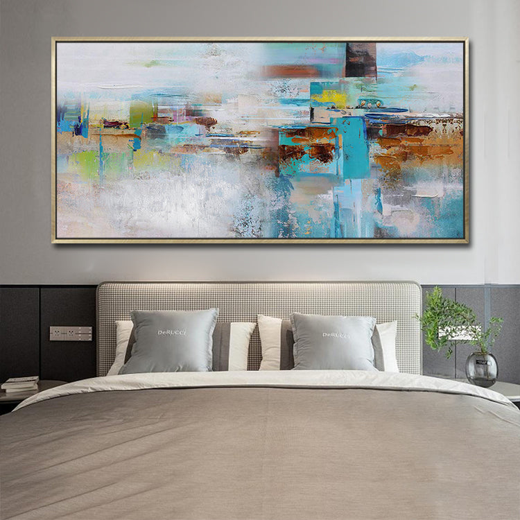 Stunning Aqua Terra Abstract Oil Painting for Modern Home Decor