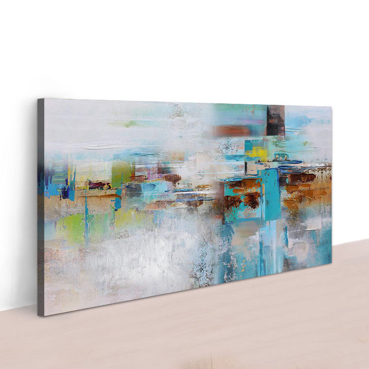 Stunning Aqua Terra Abstract Oil Painting for Modern Home Decor